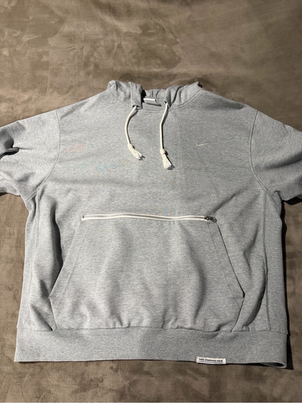 Nike Gray Hooded Sweatshirt with Front Zipper Pocket